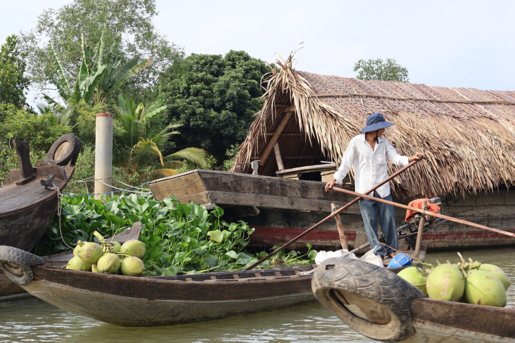 Det flydende grøntsagsmarked på Mekongfloden